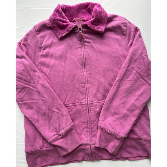 L.L. Bean Womens Jacket Large L Pink Faux Fur Lined Zip Long Sleeve Winter EE396 - Picture 2 of 11